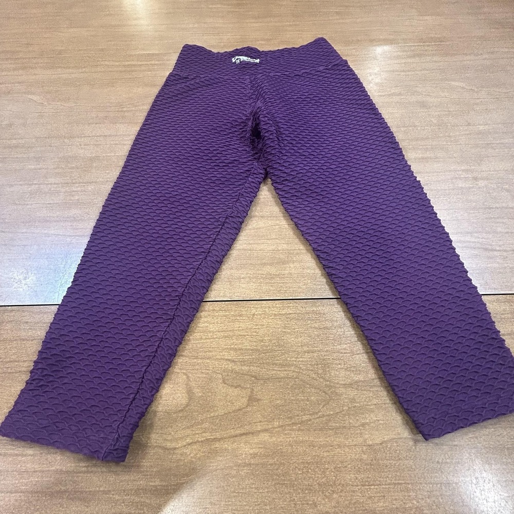 Booty By Brabants Capri Leggings Womens Small Purple Textured Ankle Yoga Gym